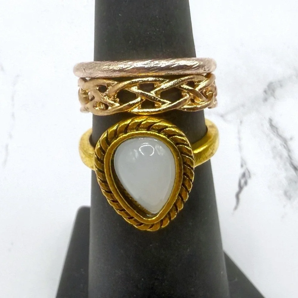 Mixed Metal Ring Lot Size 5 5.5 5.75 Gold Silver Tone Heart Floral Stack Rings